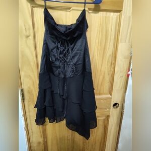 Vintage Goth Fairy Dress Strapless Bodice and Tiered Sheer Skirt with a Hi-low H